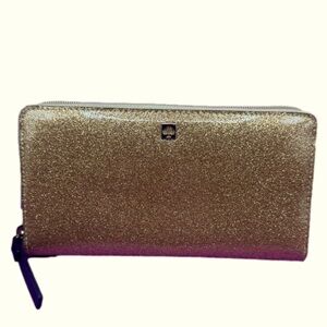NWT KATE SPADE ♠️ Mavis Street Neda Zip Around Gold Glitter Wallet